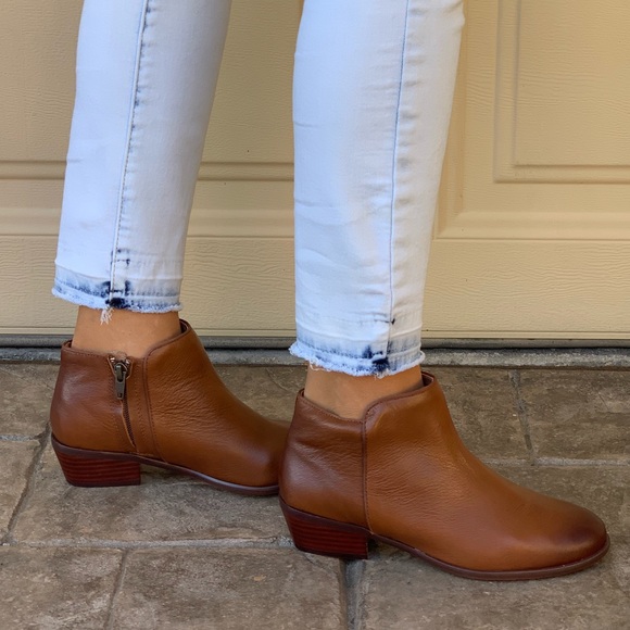 Texas Cognac Leather Low Heel Ankle Booties - Picture 4 of 8